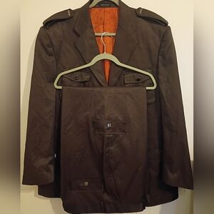 Cigar Couture Elegant Men's Chocolate Brown Suit Cargo Pants Blazer 2XL Pants 40